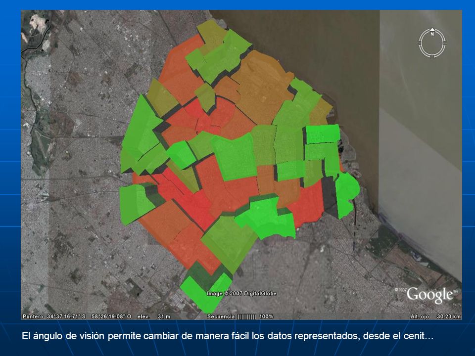 El ángulo de visión permite cambiar de manera fácil los datos representados, desde el cenit…