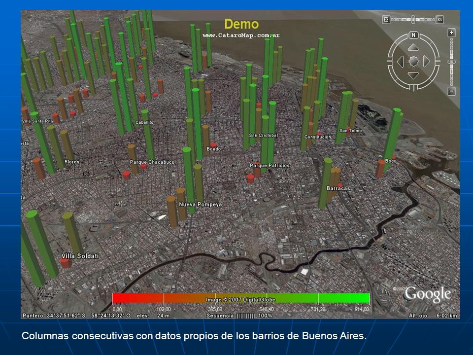 Columnas consecutivas con datos propios de los barrios de Buenos Aires.