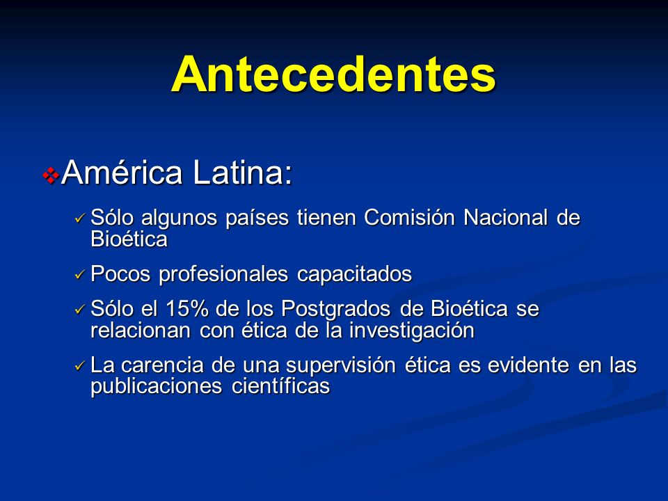 Antecedentes América Latina: