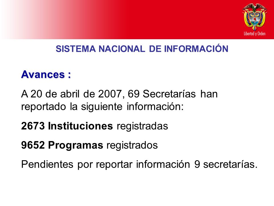 2673 Instituciones registradas 9652 Programas registrados