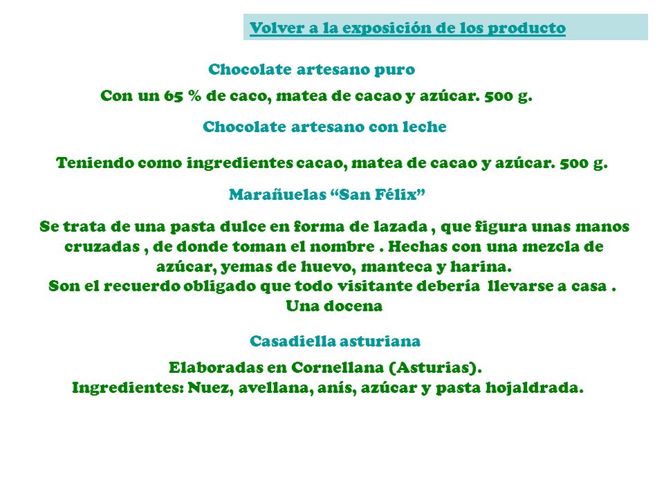 Volver a la exposición de los producto