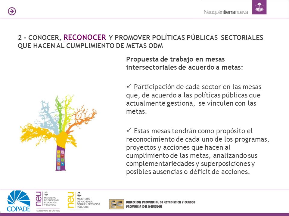 2 - CONOCER, RECONOCER Y PROMOVER POLÍTICAS PÚBLICAS SECTORIALES QUE HACEN AL CUMPLIMIENTO DE METAS ODM