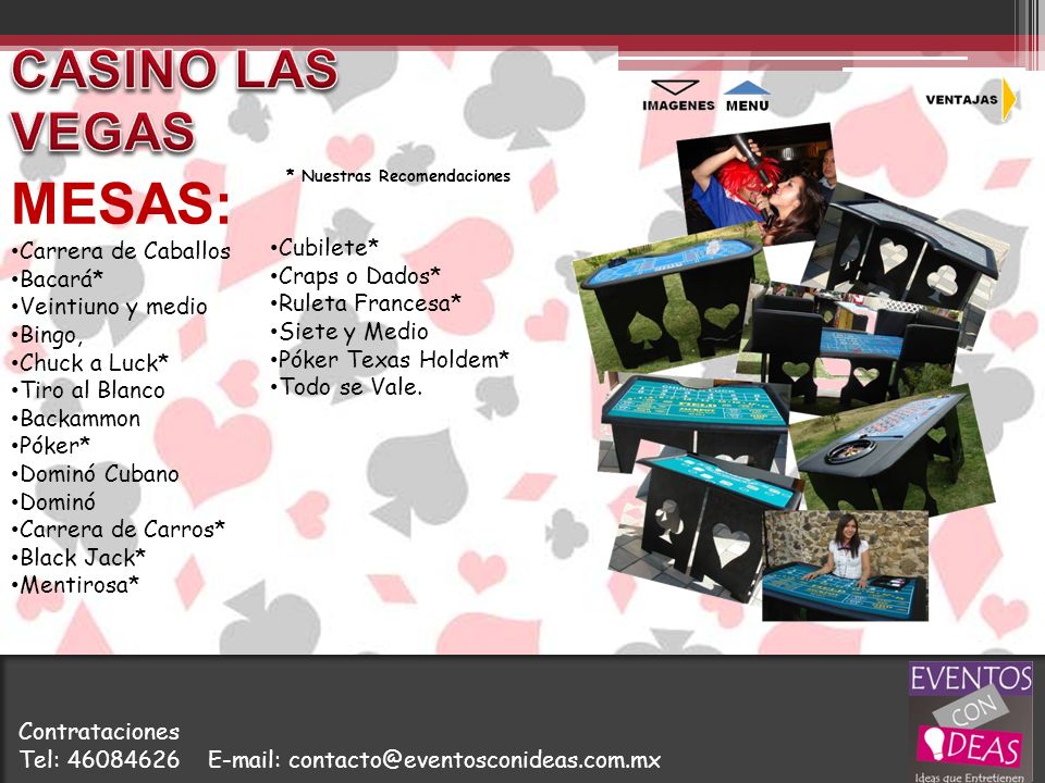 MESAS: CASINO LAS VEGAS Carrera de Caballos Bacará* Veintiuno y medio