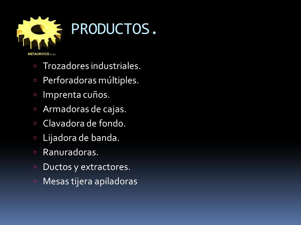 PRODUCTOS. Trozadores industriales. Perforadoras múltiples.