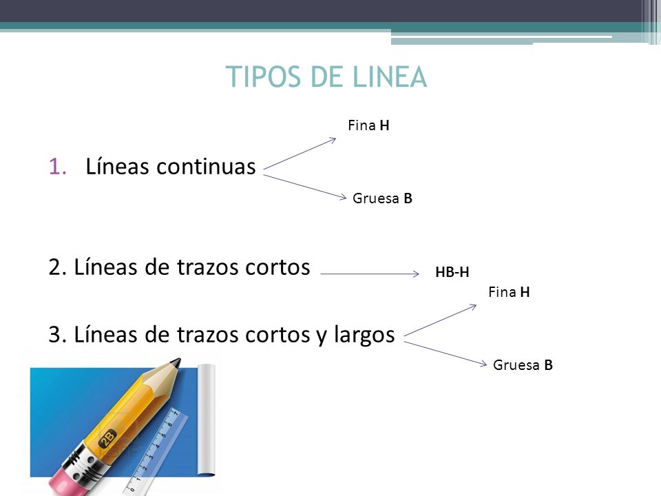 TIPOS DE LINEA Líneas continuas 2. Líneas de trazos cortos