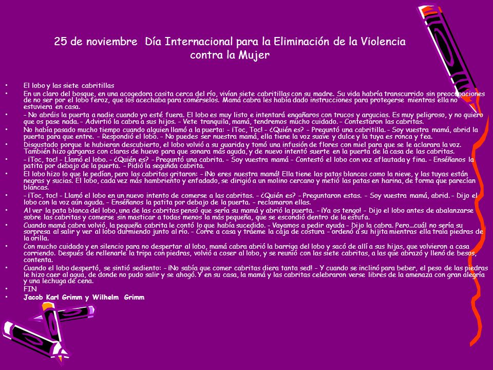 25 de noviembre Día Internacional para la Eliminación de la Violencia contra la Mujer