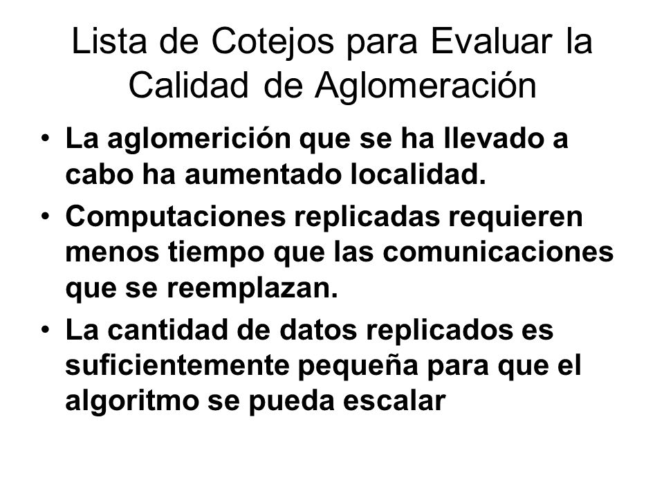 Lista de Cotejos para Evaluar la Calidad de Aglomeración