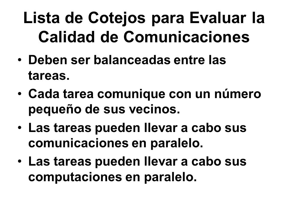 Lista de Cotejos para Evaluar la Calidad de Comunicaciones