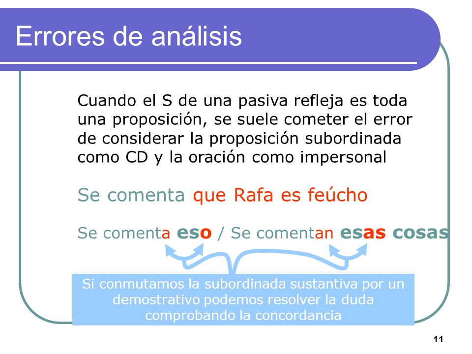 Errores de análisis Se comenta que Rafa es feúcho