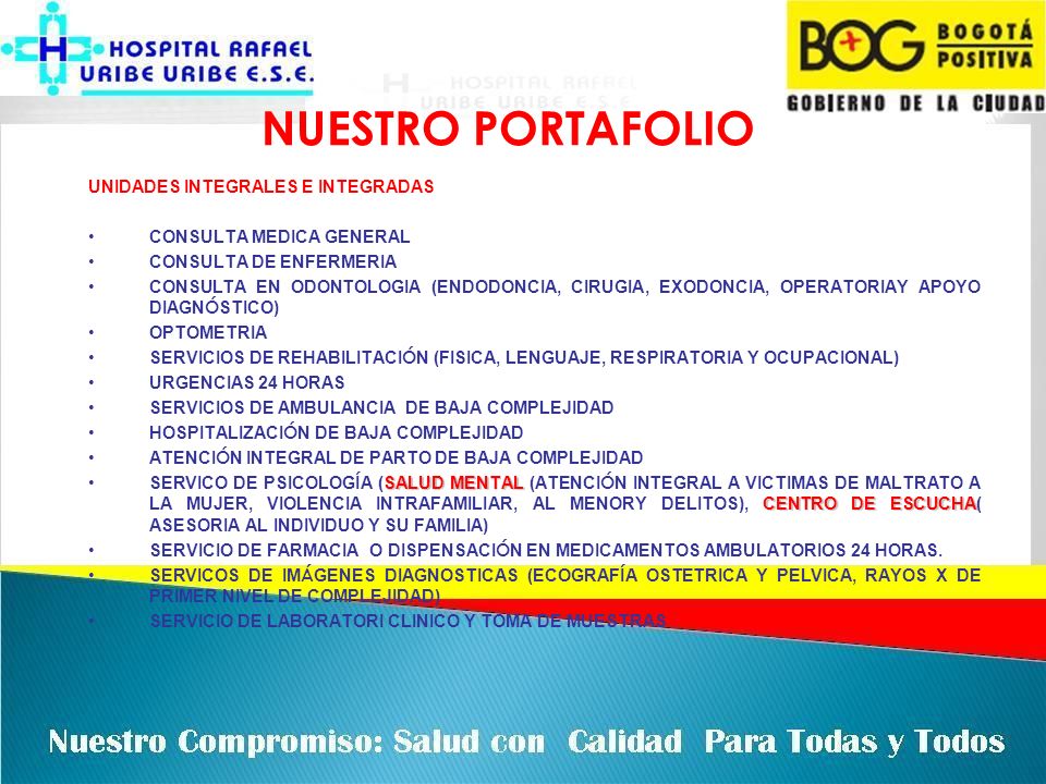 NUESTRO PORTAFOLIO UNIDADES INTEGRALES E INTEGRADAS