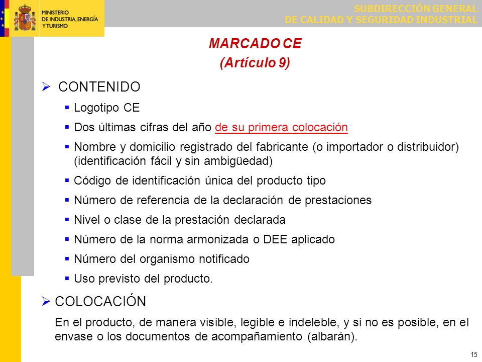 Ejemplo de Marcado CE en el RPC