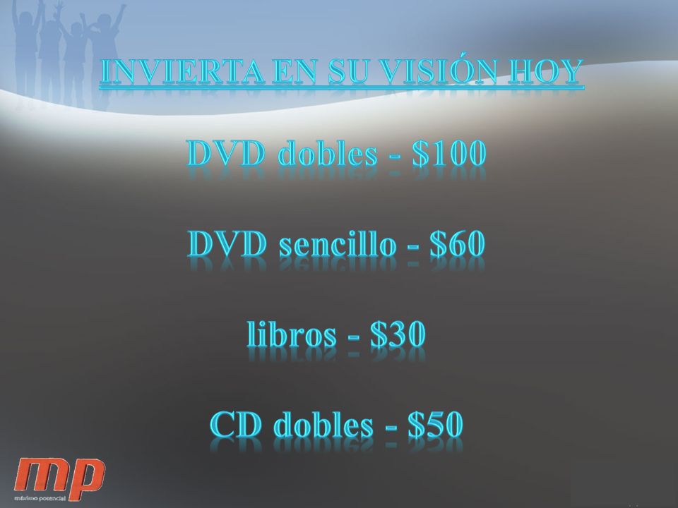 DVD dobles - $100 DVD sencillo - $60 libros - $30 CD dobles - $50