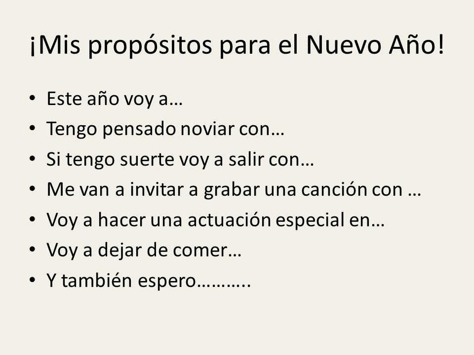 ¡Mis propósitos para el Nuevo Año!