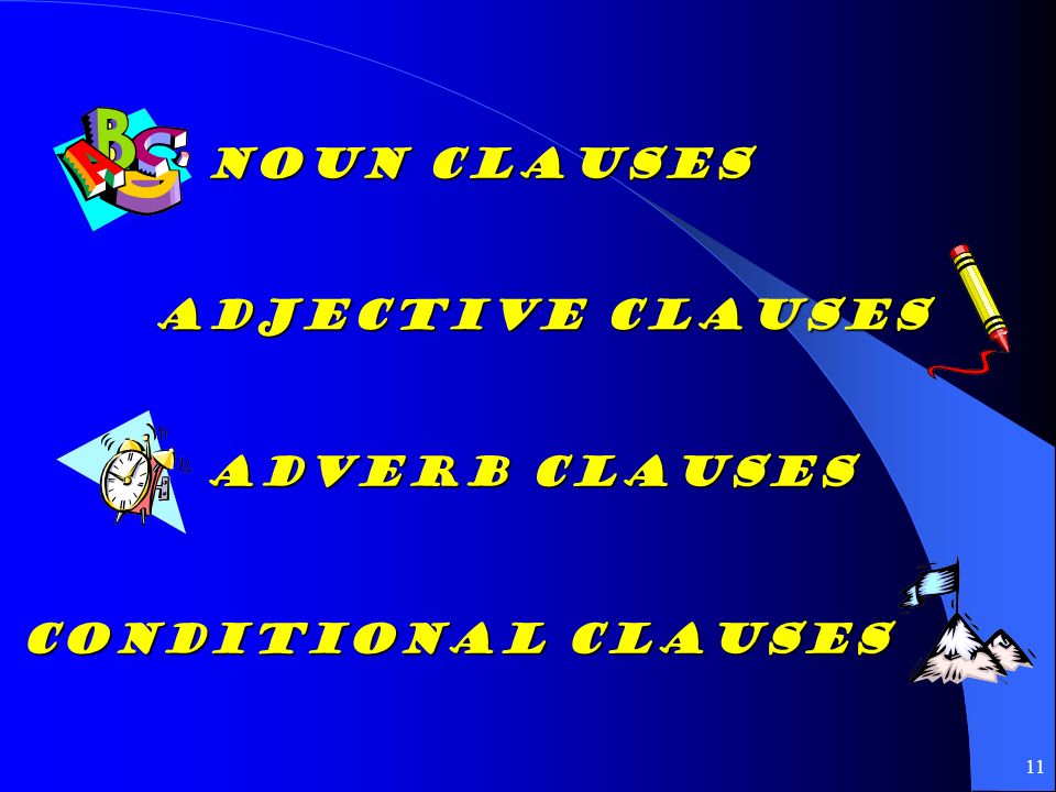 Noun Clauses Adjective Clauses Adverb Clauses Conditional Clauses