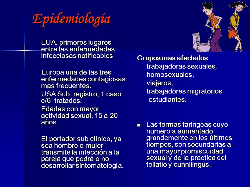 Epidemiología EUA. primeros lugares entre las enfermedades infecciosas notificables. Europa una de las tres enfermedades contagiosas mas frecuentes.