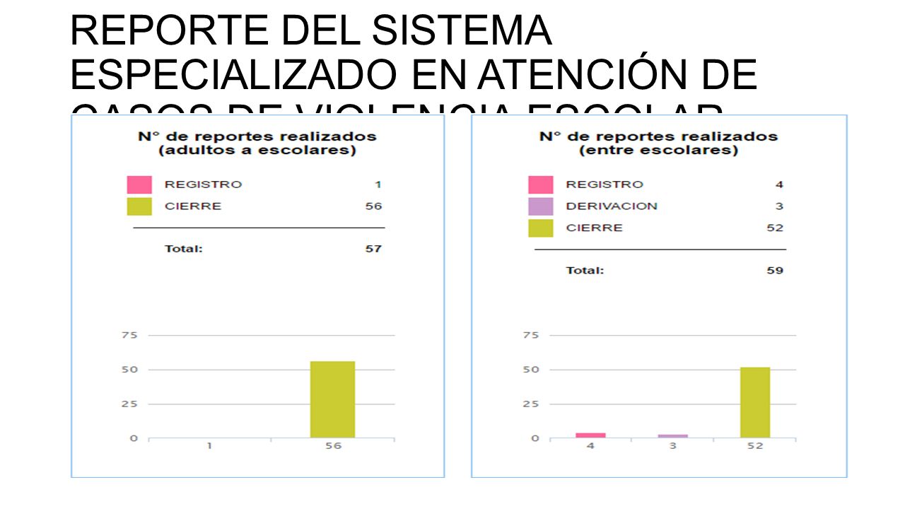 REPORTE DEL SISTEMA ESPECIALIZADO EN ATENCIÓN DE CASOS DE VIOLENCIA ESCOLAR