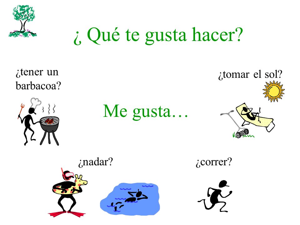 ¿ Qué te gusta hacer Me gusta… ¿tener un barbacoa ¿tomar el sol