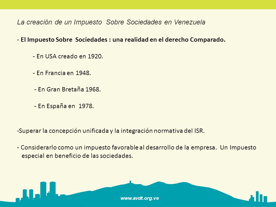 La creación de un Impuesto Sobre Sociedades en Venezuela