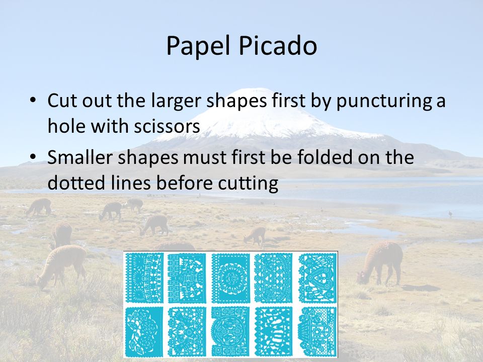 Papel Picado Cut out the larger shapes first by puncturing a hole with scissors.