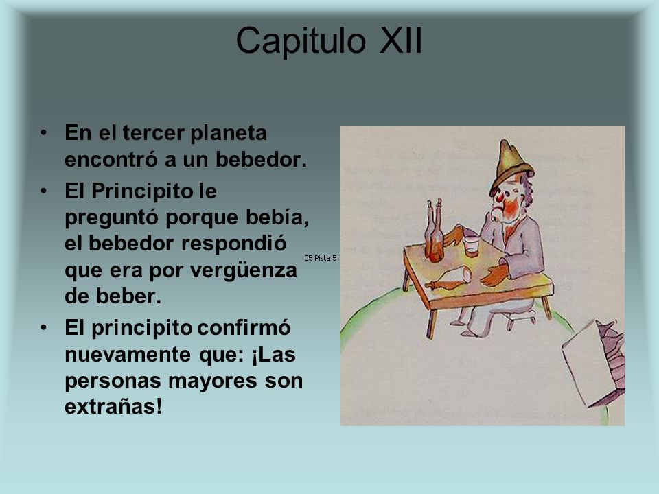Capitulo XII En el tercer planeta encontró a un bebedor.