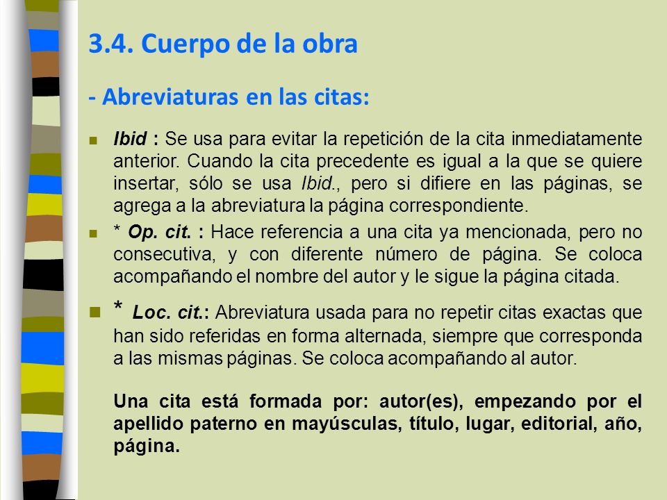 3.4. Cuerpo de la obra - Abreviaturas en las citas: