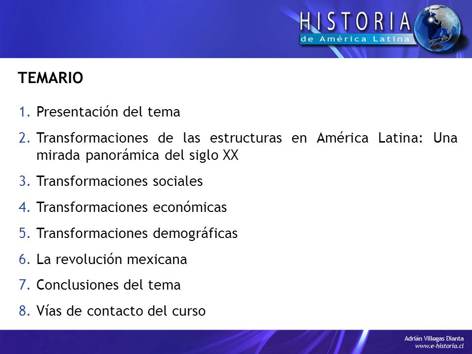 TEMARIO Presentación del tema