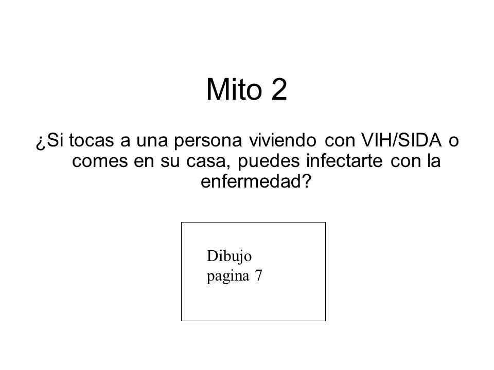 Mito 2 ¿Si tocas a una persona viviendo con VIH/SIDA o comes en su casa, puedes infectarte con la enfermedad