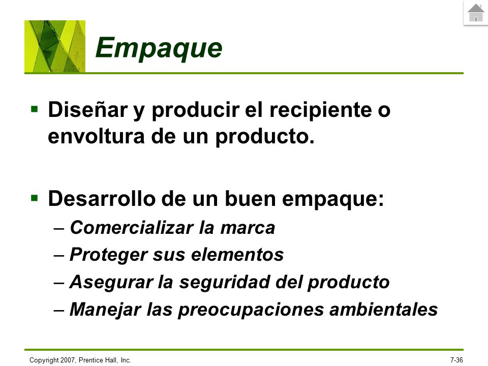 Empaque Diseñar y producir el recipiente o envoltura de un producto.
