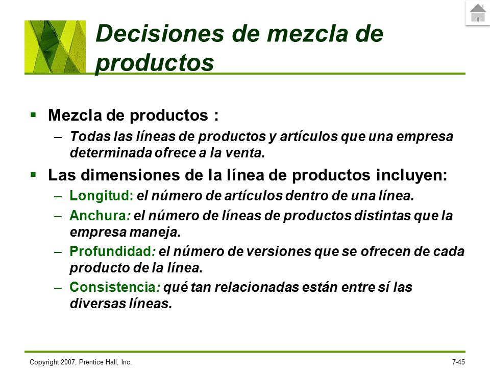 Decisiones de mezcla de productos