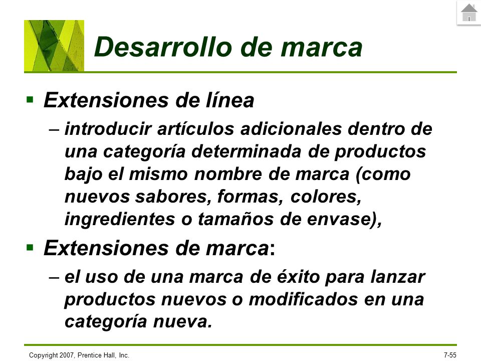 Desarrollo de marca Extensiones de línea Extensiones de marca: