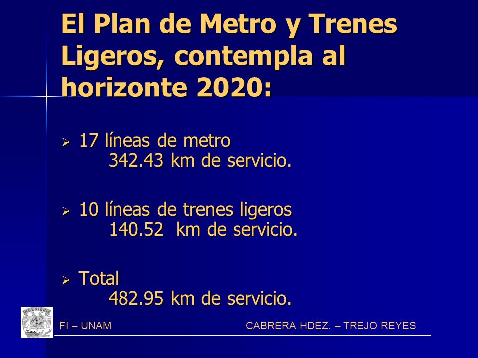 El Plan de Metro y Trenes Ligeros, contempla al horizonte 2020: