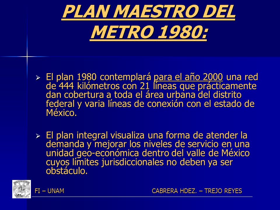 PLAN MAESTRO DEL METRO 1980: