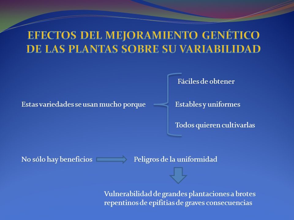 EFECTOS DEL MEJORAMIENTO GENÉTICO DE LAS PLANTAS SOBRE SU VARIABILIDAD