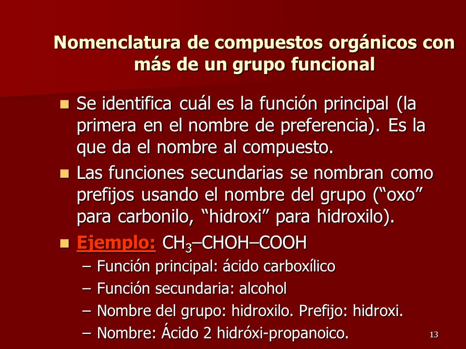 Nomenclatura de compuestos orgánicos con más de un grupo funcional