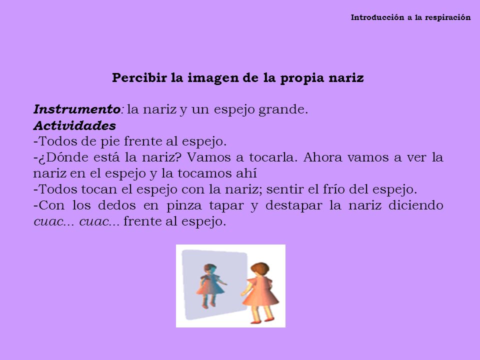 Introducción a la respiración Percibir la imagen de la propia nariz