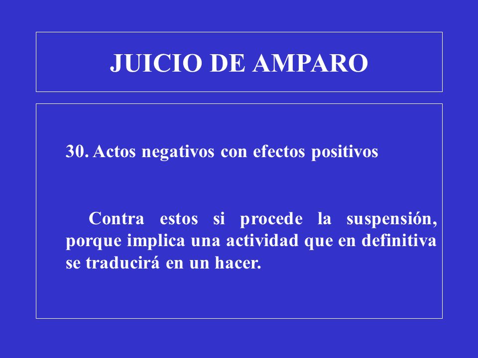 JUICIO DE AMPARO 30. Actos negativos con efectos positivos