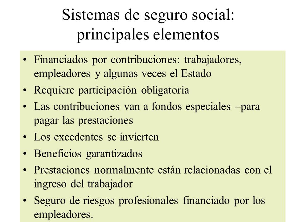 Sistemas de seguro social: principales elementos