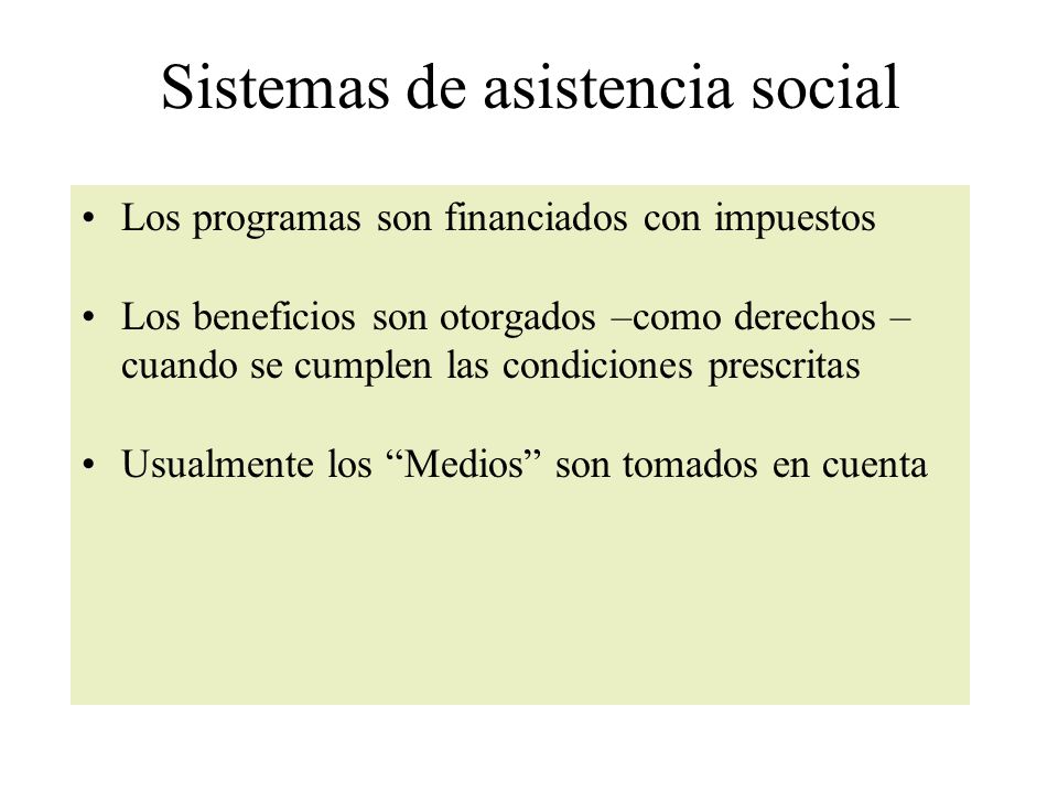 Sistemas de asistencia social