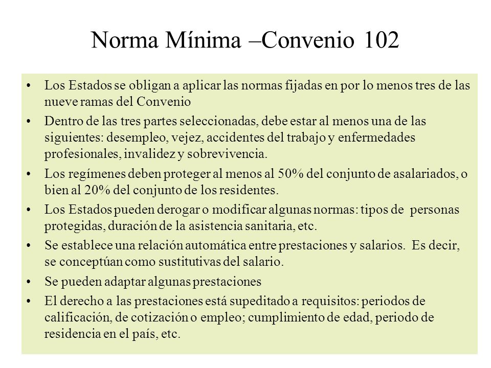 Norma Mínima –Convenio 102