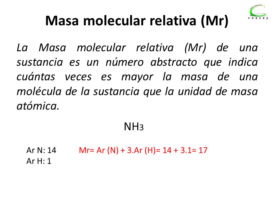 Masa molecular relativa (Mr)