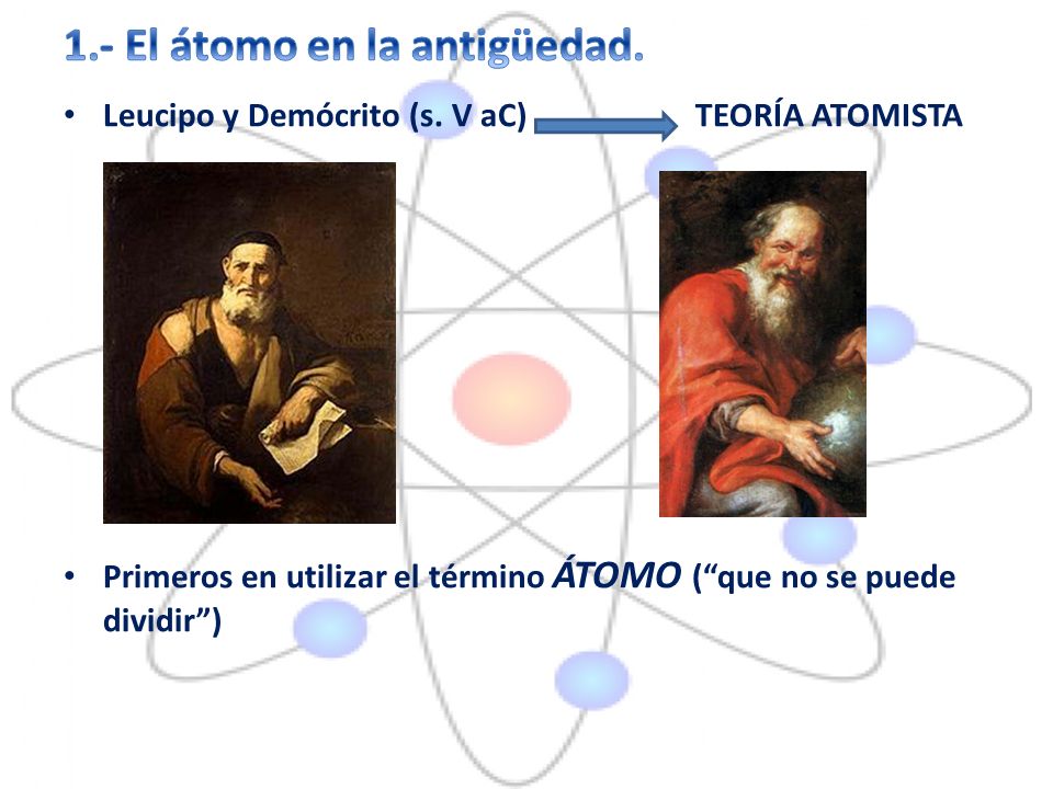 1.- El átomo en la antigüedad.