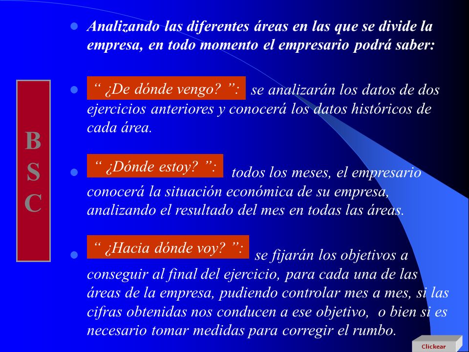 Analizando las diferentes áreas en las que se divide la empresa, en todo momento el empresario podrá saber: