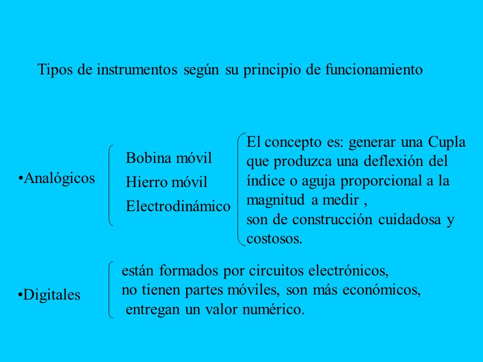Tipos de instrumentos según su principio de funcionamiento