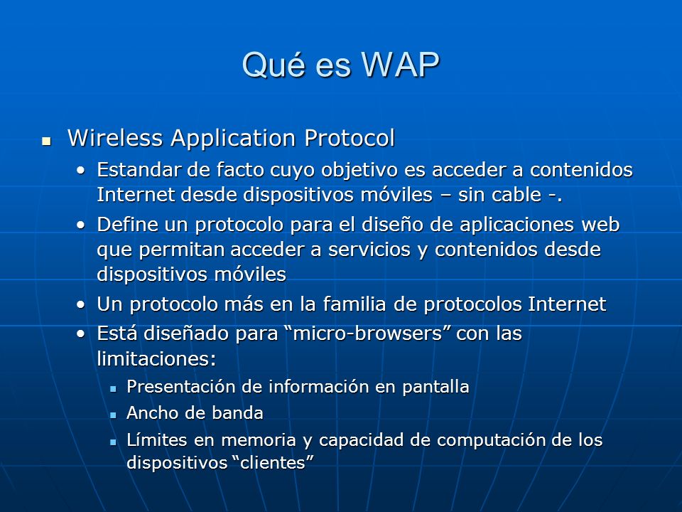 Qué es WAP Wireless Application Protocol