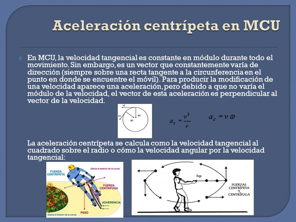 Aceleración centrípeta en MCU