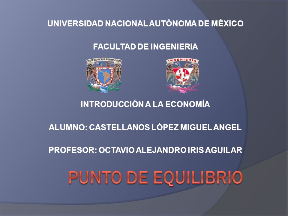 PUNTO DE EQUILIBRIO UNIVERSIDAD NACIONAL AUTÓNOMA DE MÉXICO