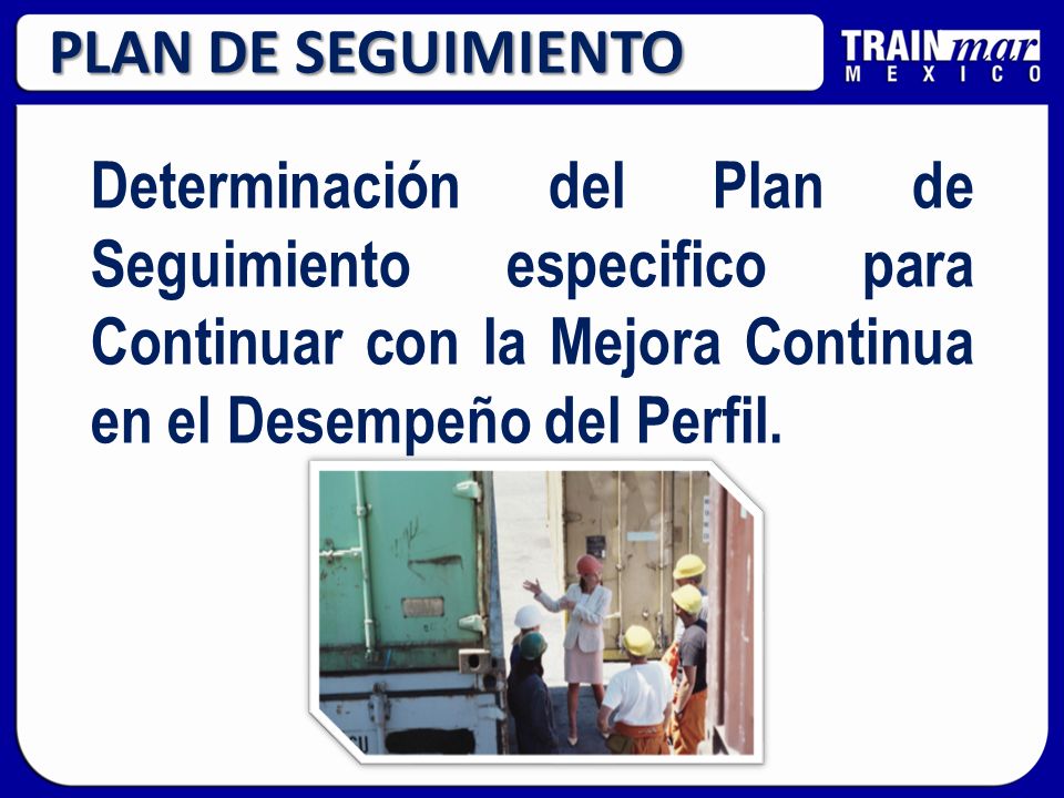 PLAN DE SEGUIMIENTO Determinación del Plan de Seguimiento especifico para Continuar con la Mejora Continua en el Desempeño del Perfil.