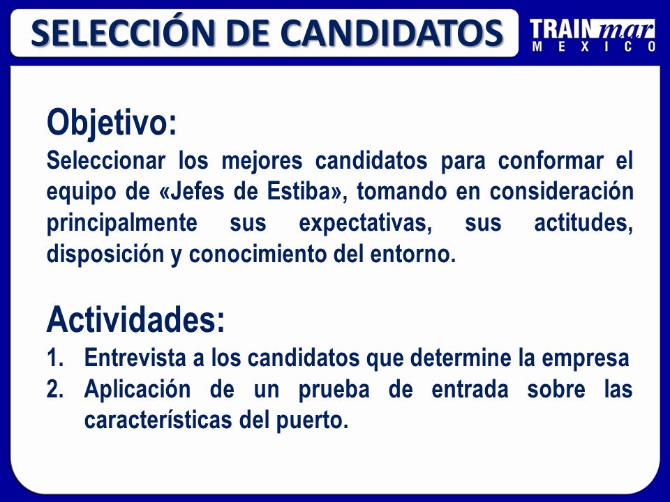 SELECCIÓN DE CANDIDATOS