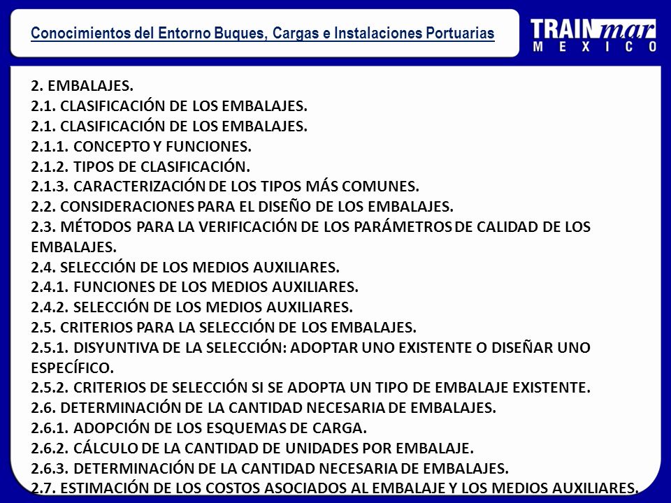 Conocimientos del Entorno Buques, Cargas e Instalaciones Portuarias