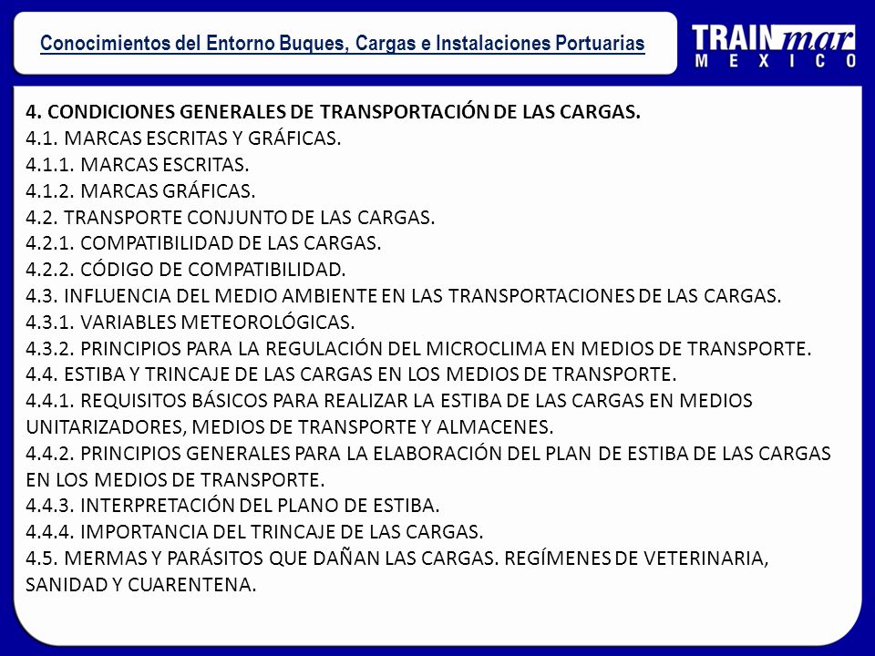 Conocimientos del Entorno Buques, Cargas e Instalaciones Portuarias